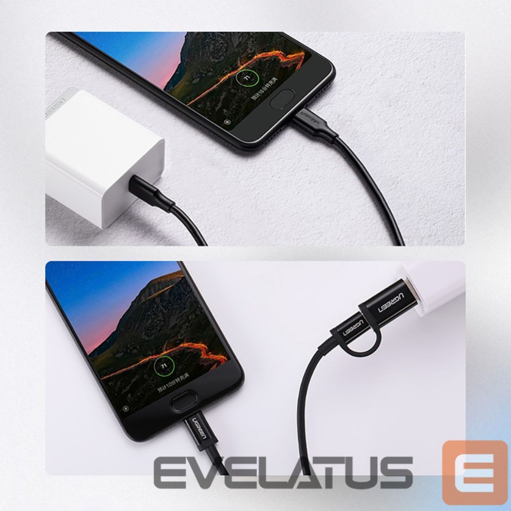 Kaabel Ugreen Ugreen US286 USB-C - USB-C PD QC 3A 480Mb/s 2m Cable - Black