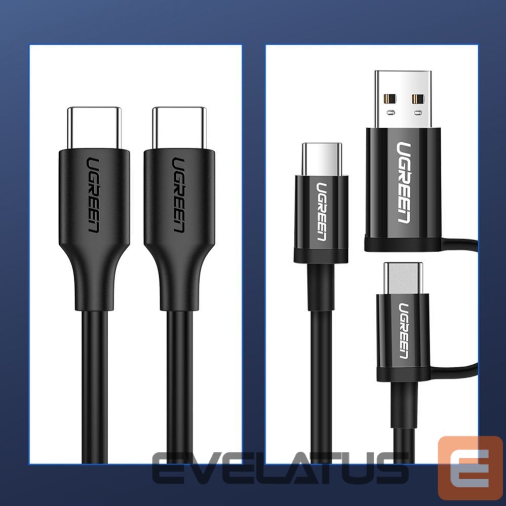 Kaabel Ugreen Ugreen US286 USB-C - USB-C PD QC 3A 480Mb/s 2m Cable - Black