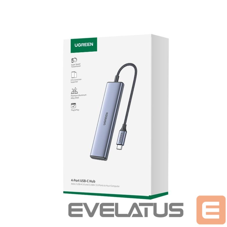 Kaabel Ugreen HUB USB-C - 2 x USB-A / 2 x USB-C 20 cm Ugreen CM473 - gray