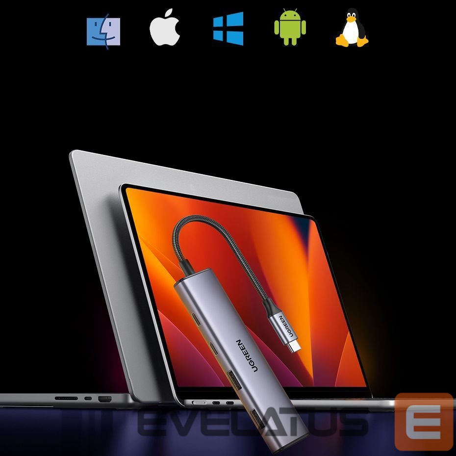 Kaabel Ugreen HUB USB-C - 2 x USB-A / 2 x USB-C 20 cm Ugreen CM473 - gray