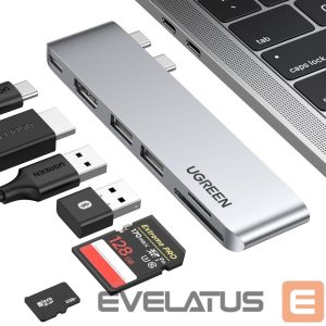 Üleminek Ugreen  HUB Ugreen CM380 2xUSB C - HDMI/2xUSB 3.0/SD TF/USB C PD - gray 