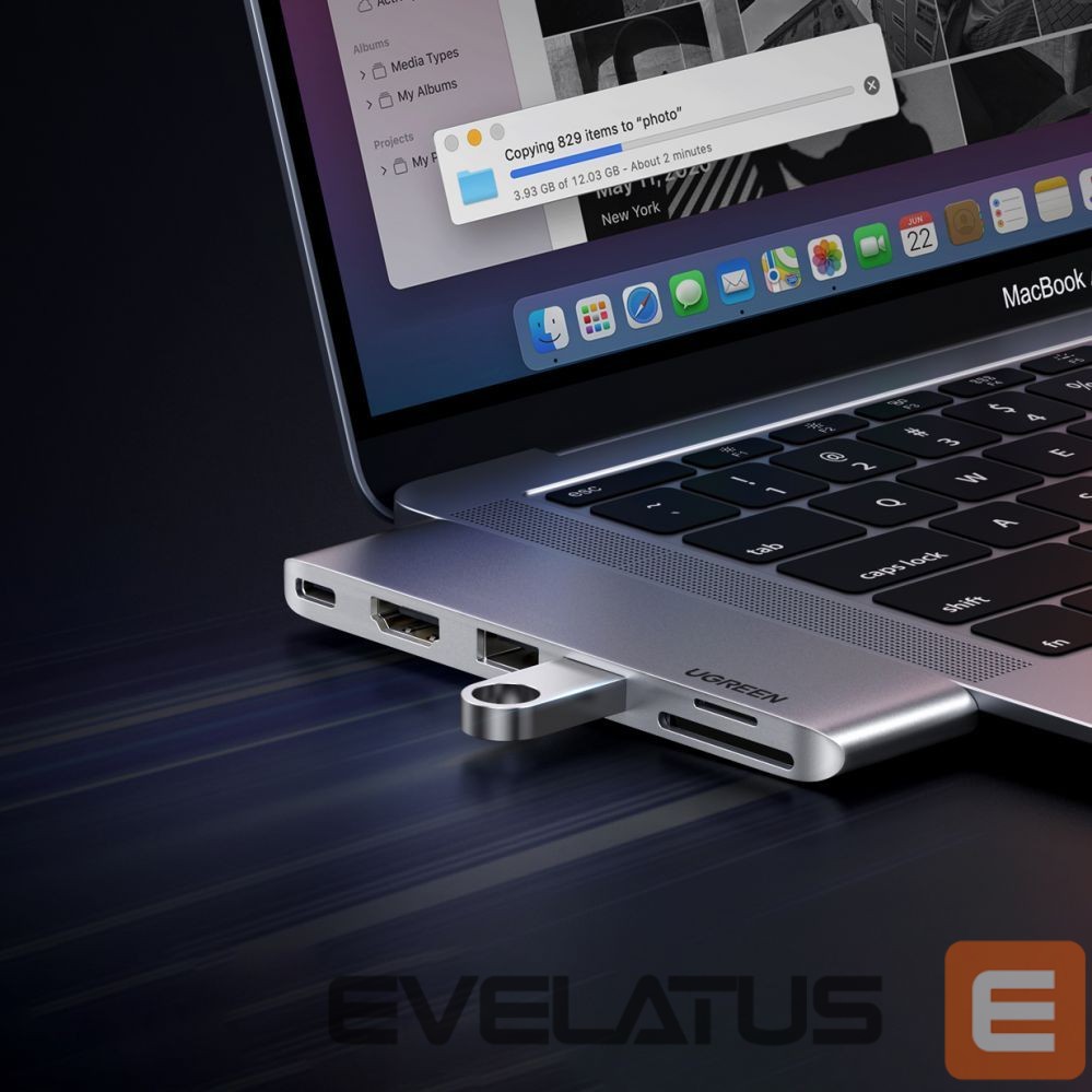 Üleminek Ugreen HUB Ugreen CM380 2xUSB C - HDMI/2xUSB 3.0/SD TF/USB C PD - gray