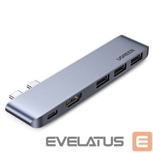 Adaptrid Ugreen  HUB Ugreen 60559 2x USB-C / USB-C PD (Thunderbolt 3, 100W, 4K 60 Hz, 10 Gbps) / HDMI 4K 30 Hz / 3x USB 3.0 for MacBook Pro / Air - Gray 