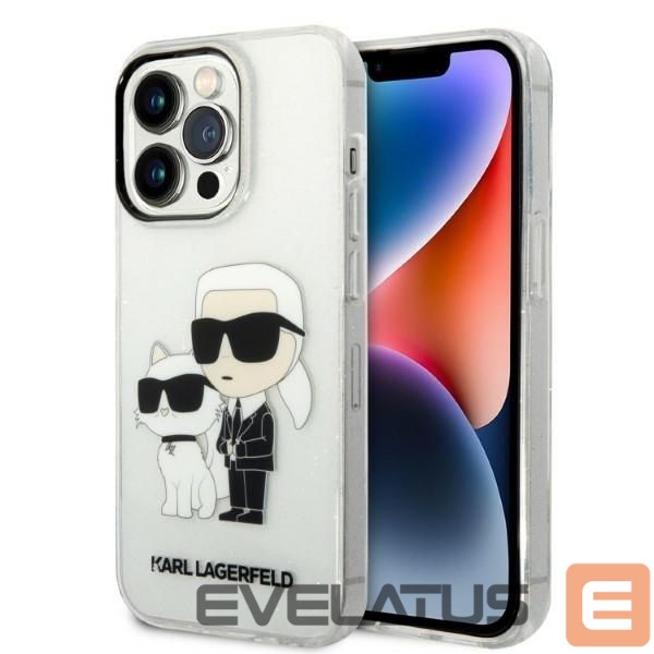 Tagakaaned Karl Lagerfeld Karl Lagerfeld Glitter Karl&Choupette case for iPhone 14 Pro - transparent