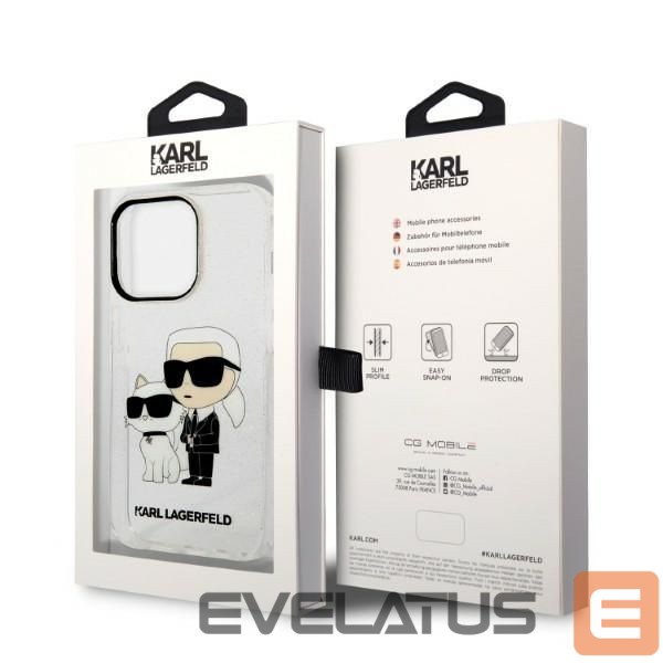 Tagakaaned Karl Lagerfeld Karl Lagerfeld Glitter Karl&Choupette case for iPhone 14 Pro - transparent