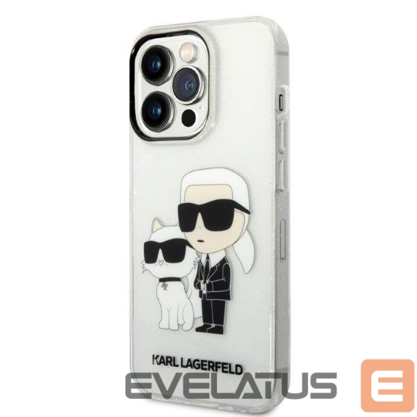 Tagakaaned Karl Lagerfeld Karl Lagerfeld Glitter Karl&Choupette case for iPhone 14 Pro - transparent