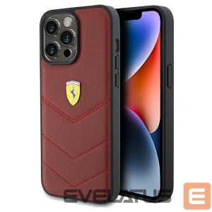 Tagakaaned Ferrari  Ferrari Leather Stitched Lines case for iPhone 15 Pro Max - red 