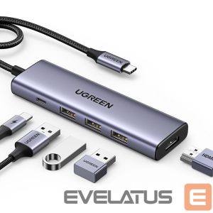 Kaabel Ugreen  HUB Ugreen CM511 15597 5in1 USB-C - USB-C PD / HDMI / 3x USB-A 3.0 - gray 