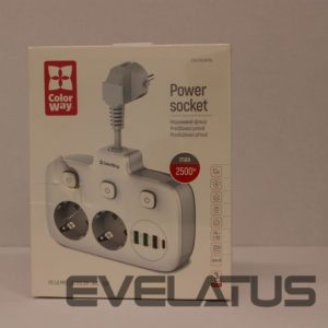Kaabel ColorWay  SALE OUT.  CW-CHE24PDW Power Socket: 2xEU plugs/3xUSB-A/1xUSB-C White 2.5M |  Power Socket | CW-CHE24PDW | DAMAGED PACKAGING 