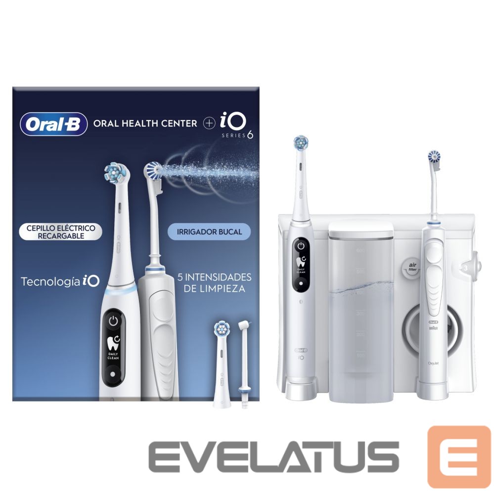Hambahari Oral-B Electric Toothbrush | iO6 & OxyJet | Rechargeable | For adults | Number of brush heads included 2 | Number of teeth brushing modes 5 | White