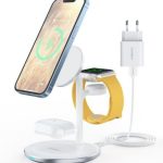 Juhtmeta laadija Choetech  T585-F 3in1 inductive charging station iPhone, AirPods Pro, Apple Watch with Adapter White