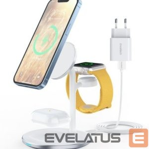 Juhtmeta laadija Choetech  T585-F 3in1 inductive charging station iPhone, AirPods Pro, Apple Watch with Adapter White