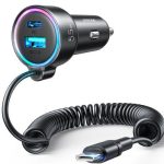 Autolaadijad Joyroom  Fast car charger 3 in 1 with USB Type C cable 1.5m 55W Black
