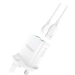 Adaptrid Dudao  Wall charger UK plug (United Kingdom) 2xUSB-A 2.4A white + USB-A cable - Lightning White