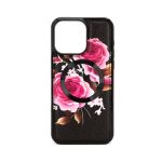 Tagakaaned Evelatus Apple iPhone 14 Pro Max Leather Case Zipper Design Flower Black