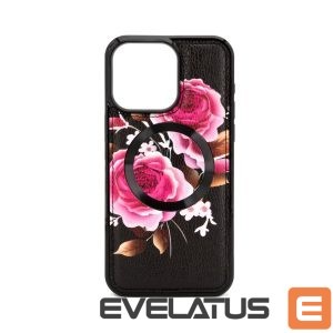 Tagakaaned Evelatus Apple iPhone 14 Pro Max Leather Case Zipper Design Flower Black