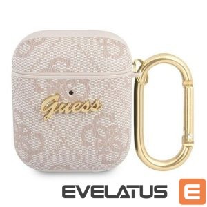 Korpus kõrvaklappidele Guess Apple AirPods 1/2 cover 4G Script Metal Collection Pink