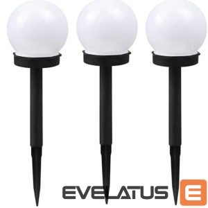 LED pirn Elight  Garden Solar Globe Light Set 3pcs 10cm Cold White LED with Dusk Sensor Waterproof Black