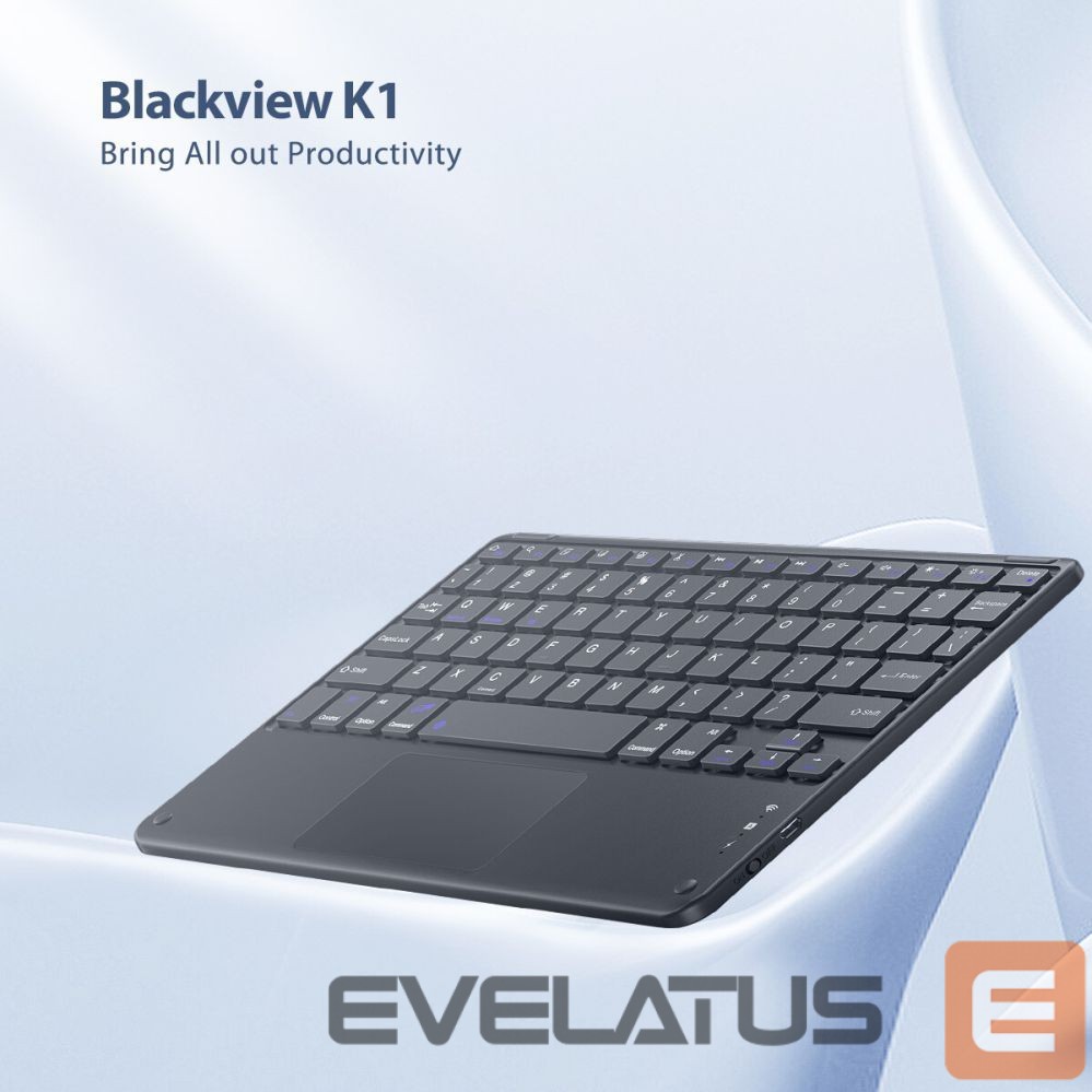 Arvuti klaviatuur Blackview K1 Bluetooth Keyboard Wireless Ultra Slim 10” – 280mAh Battery, Bluetooth 3.0, Compatible with Windows / Android / iOS, Black Gray