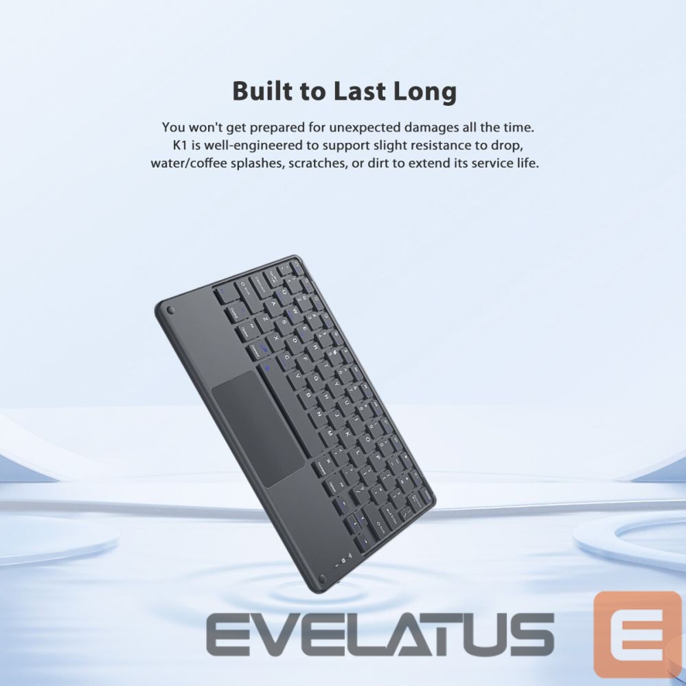 Arvuti klaviatuur Blackview K1 Bluetooth Keyboard Wireless Ultra Slim 10” – 280mAh Battery, Bluetooth 3.0, Compatible with Windows / Android / iOS, Black Gray