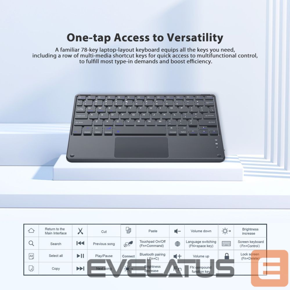 Arvuti klaviatuur Blackview K1 Bluetooth Keyboard Wireless Ultra Slim 10” – 280mAh Battery, Bluetooth 3.0, Compatible with Windows / Android / iOS, Black Gray