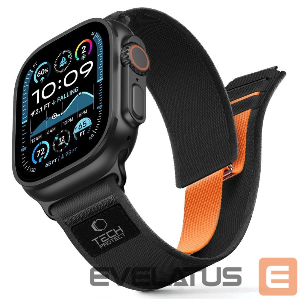 Muud kaubad Tech-Protect Tech-Protect Nylon Elite Strap for Apple Watch 44 / 45 / 46 / 49 mm - Black & Orange