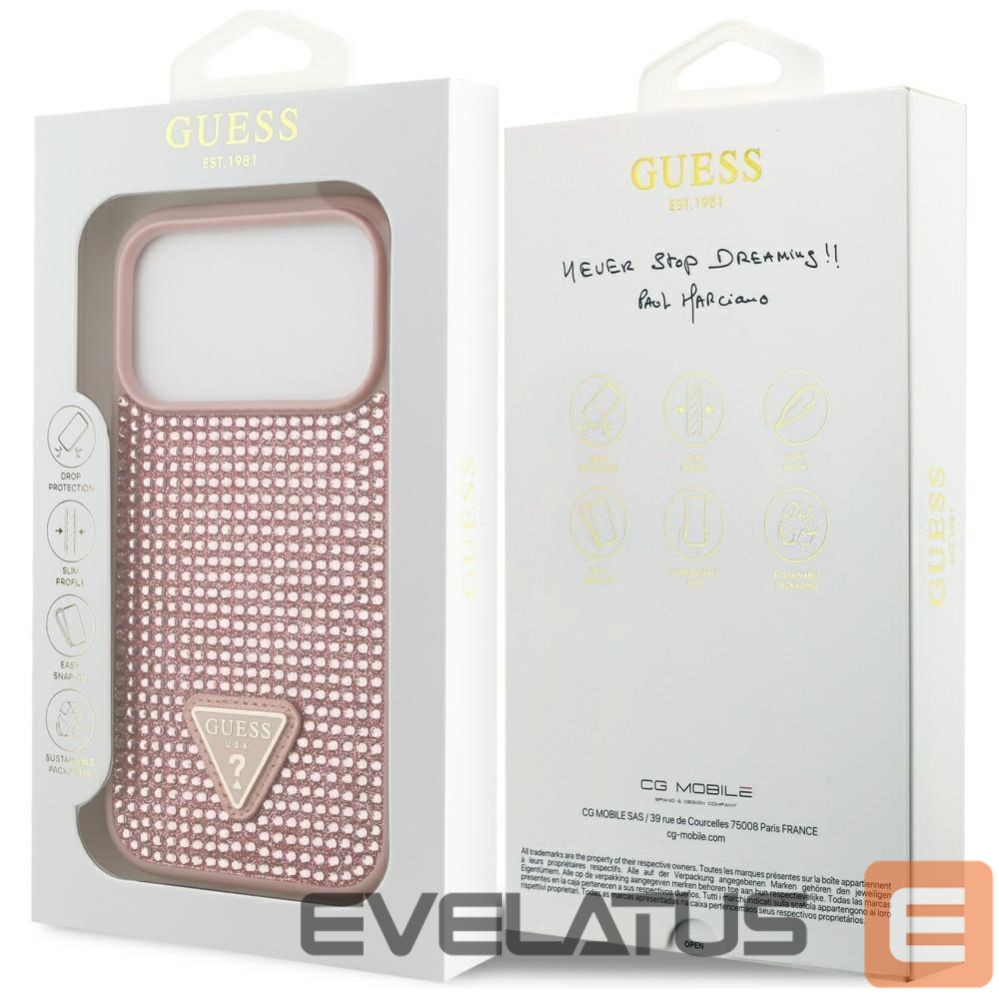 Muud kaubad Guess Guess Rhinestone Triangle Logo iPhone 17 Pro Case - Pink