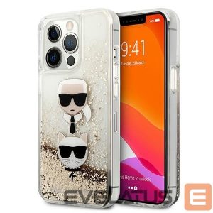 Muud kaubad Karl Lagerfeld  Karl Lagerfeld Liquid Glitter Karl&Choupette Head Case for iPhone 13 Pro Max 6.7" - Gold 