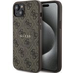 Tagakaaned Guess  Guess 4G Collection Leather Metal Logo MagSafe Case for iPhone 15 Plus / 14 Plus - Brown 