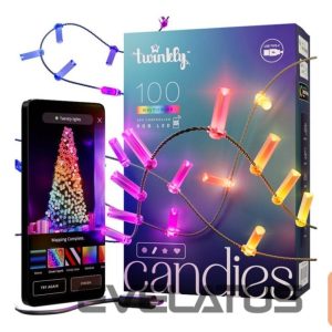 Valgustid twinkly  Candies 100 Candle-shaped RGB LEDs, Clear Wire, USB-C 