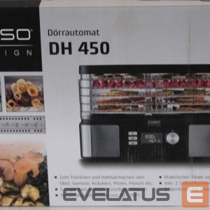 Muud väikesed kodumasinad Caso  SALE OUT.  Food Dehydrator | DH 450 | Power 370-450 W | Number of trays 5 | Temperature control | Integrated timer | Black/Stainless Steel | DAMAGED PACKAGING, SCRATCHED  AND DENT ITEM TOP, MISSING INNER PACKAGING 