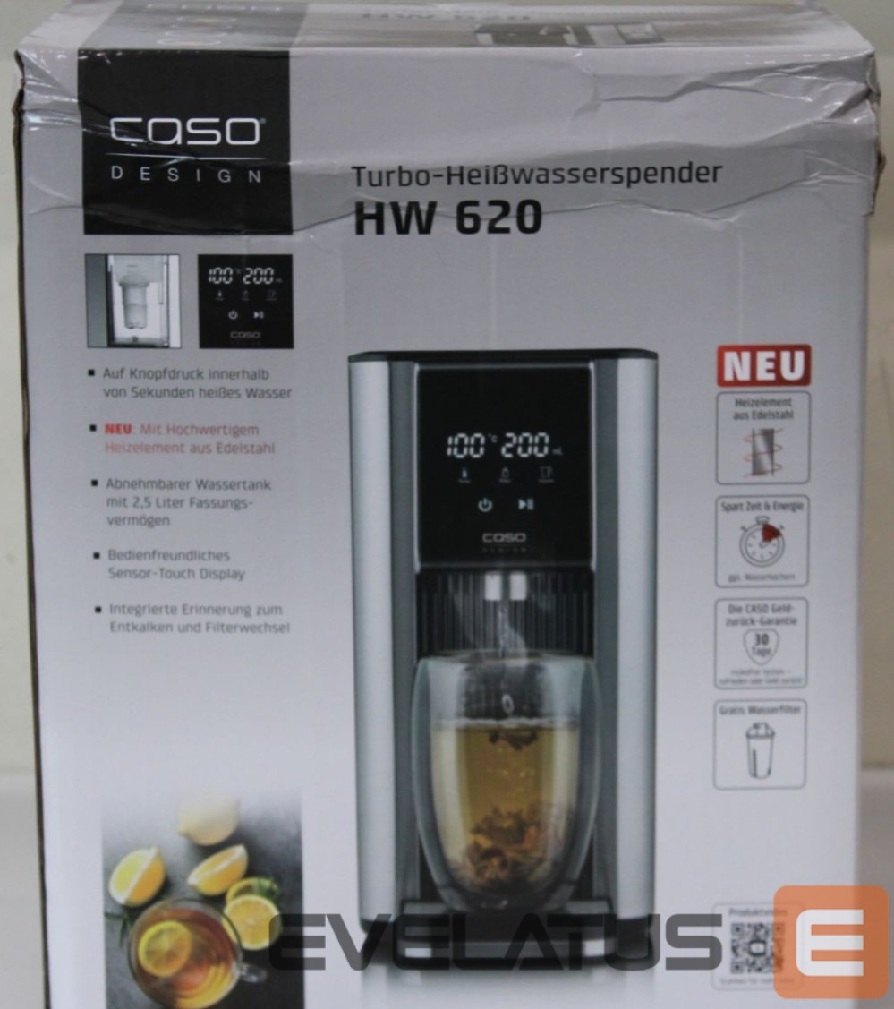Veekeetja Caso SALE OUT. Turbo hot water dispenser | HW 620 | Water Dispenser | 2600 W | 2.5 L | Plastic/Stainless Steel | Black/Stainless Steel | DAMAGED PACKAGING