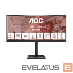 Monitorid AOC  CU34E4CV | 34 " | VA | 21:9 | 120 Hz | 4 ms | 3440 x 1440 pixels | HDMI ports quantity 2 | Black 