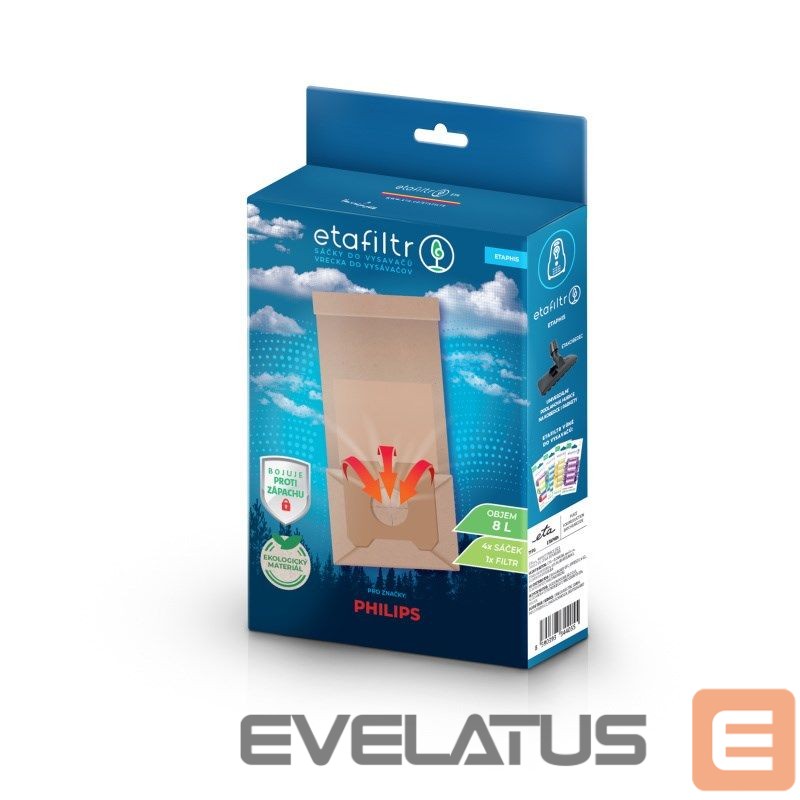 Tolmuimeja tarvik ETA Dust bags for AEG, Electrolux and Philips vacuum cleaners | PHI5 | 4 pc(s) | Brown