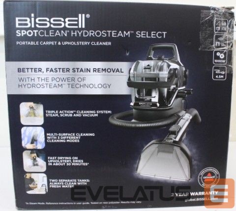 Tolmuimeja Bissell SALE OUT. | Portable Carpet and Upholstery Cleaner | SpotClean HydroSteam Select | Corded operating | Washing function | 1000 W | Black | 23 month(s) | DAMAGED PACKAGING