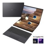 Sülearvuti Asus  | Zenbook Duo UX8407AA-SN066W | Moher Gray | 14 " | OLED | Touchscreen | 2.8K | 2880 x 1800 pixels | 144 Hz | Anti-Reflective | Intel Core Ultra X9 | 378H | 32 GB | LPDDR5X | Solid-state drive capacity 2000 GB | Intel Arc Graphics | Windows 11 Pro | 802.11be | Bluetooth version 5.4 | Keyboard language US international | Keyboard backlit | Warranty 24 month(s) | Battery warranty 12 month(s) 