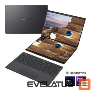 Sülearvuti Asus  | Zenbook Duo UX8407AA-SN066W | Moher Gray | 14 " | OLED | Touchscreen | 2.8K | 2880 x 1800 pixels | 144 Hz | Anti-Reflective | Intel Core Ultra X9 | 378H | 32 GB | LPDDR5X | Solid-state drive capacity 2000 GB | Intel Arc Graphics | Windows 11 Pro | 802.11be | Bluetooth version 5.4 | Keyboard language US international | Keyboard backlit | Warranty 24 month(s) | Battery warranty 12 month(s) 