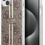 Tagakaaned Guess - iPhone 15 brown hardcase IML 4G Gold Stripe Brown