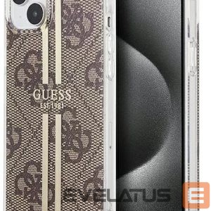 Tagakaaned Guess - iPhone 15 brown hardcase IML 4G Gold Stripe Brown
