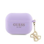 Korpus kõrvaklappidele Guess Apple Airpods Pro 2 Case Silicone Classic Logo Gold With 4G Charm Purple