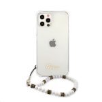 Tagakaaned Guess Apple iPhone 12/12 Pro PC Script and White Pearls Case Transparent