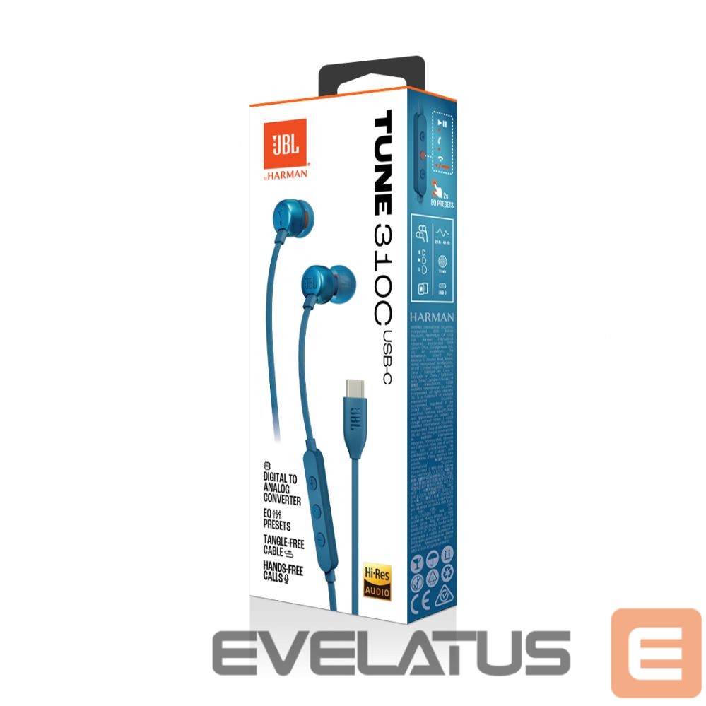 Kõrvaklapid JBL Tune 310C USB-C Blue