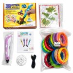 Mänguasjad iLike  3D Pen-3 with LCD display and 10 stencils Blue + Plastic set: 20 colors of 10 meters 200 meters Blue