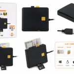 Üleminek iLike  4-in-1 USB Smart Card Reader with SIM, SD & Micro SD Support, CAC Reader for ID Cards, Bank Cards, eID and Memory Cards Black