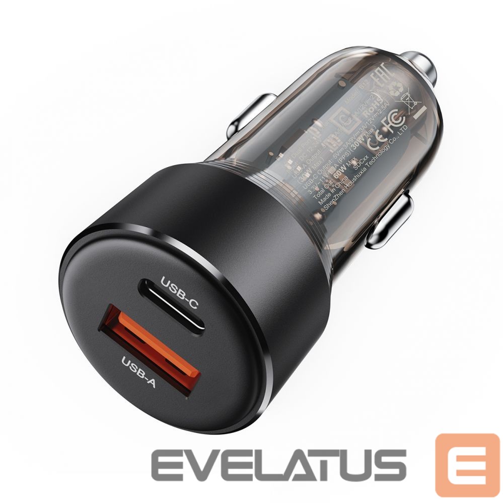 Adaptrid Acefast Acefast B12 car charger 60W USB-A / USB-C - black