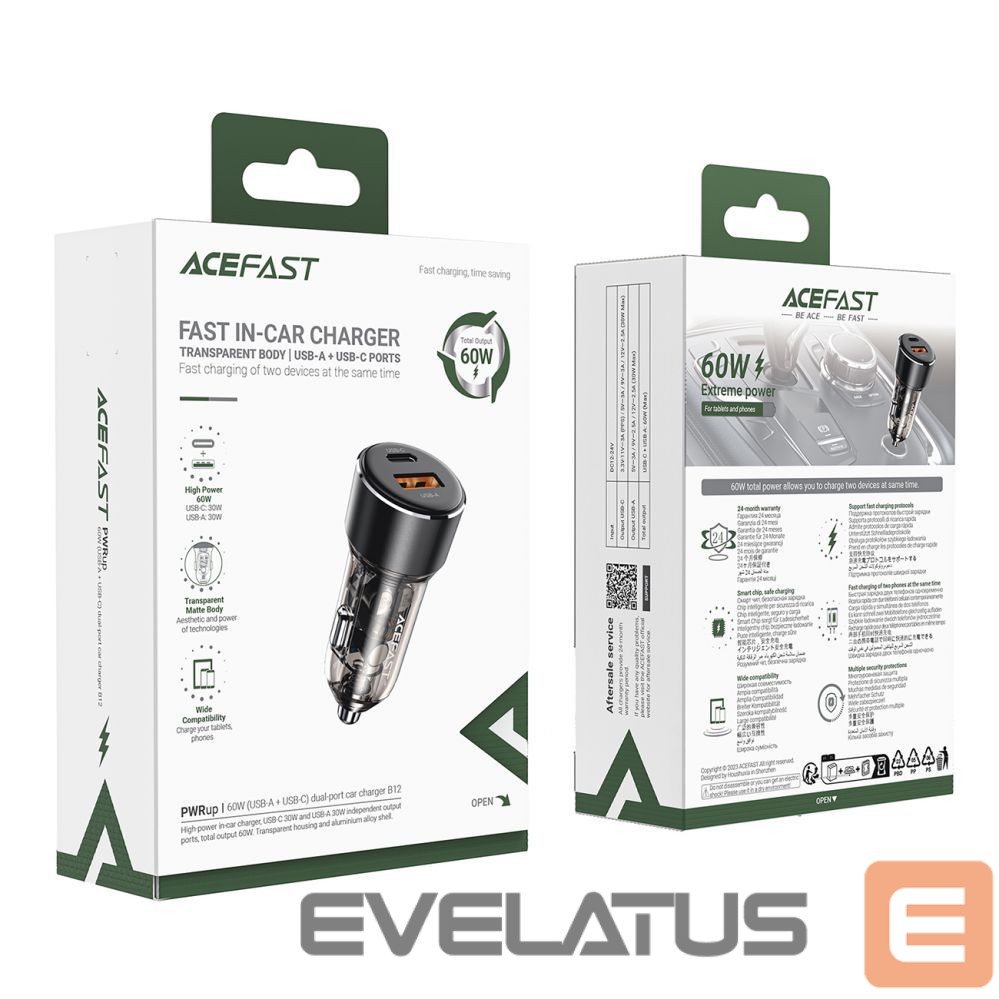 Adaptrid Acefast Acefast B12 car charger 60W USB-A / USB-C - black