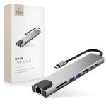 Muud kaubad Tech-Protect  Tech-Protect HB09 USB hub 8in1 TYPE-C + USB-A 3.0 + USB-C 3.0 + HDMI 4K 60HZ + SD/TF + PD100W + RJ45 1000 MB/S - gray 