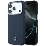 Muud kaubad Mercedes-Benz  Mercedes Leather Semi Wrap Iconic Line MagSafe Case for iPhone 17 Pro Max - Navy Blue 