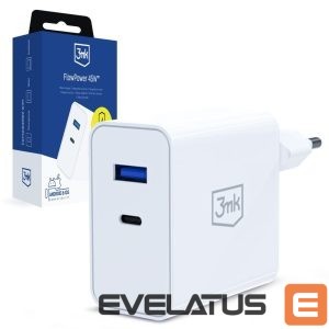 Muud kaubad 3MK  3mk FlowPower 45W 1A1C PD3.0 QC4+ Wall Charger - White 
