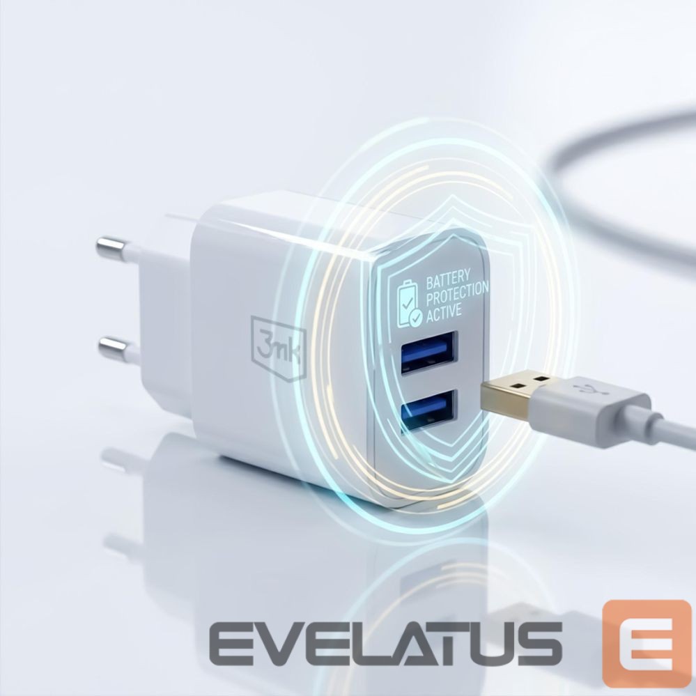 Muud kaubad 3MK 3mk FlowPower 10W 2.4A 2A Wall Charger - White